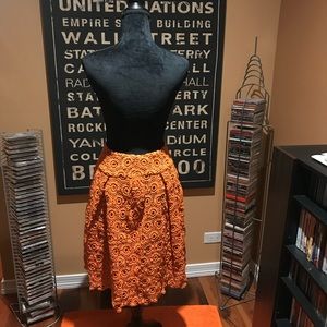 Moulinette Soeurs Skirts - Orange embroidered looking skirt. Moulinette Soeurs Skirts - Orange embroidered looking skirt.